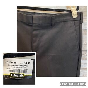 Edwards Mens 34x30 Pants Style‎ 2510 Black Business Chino Flat Front Work NWT